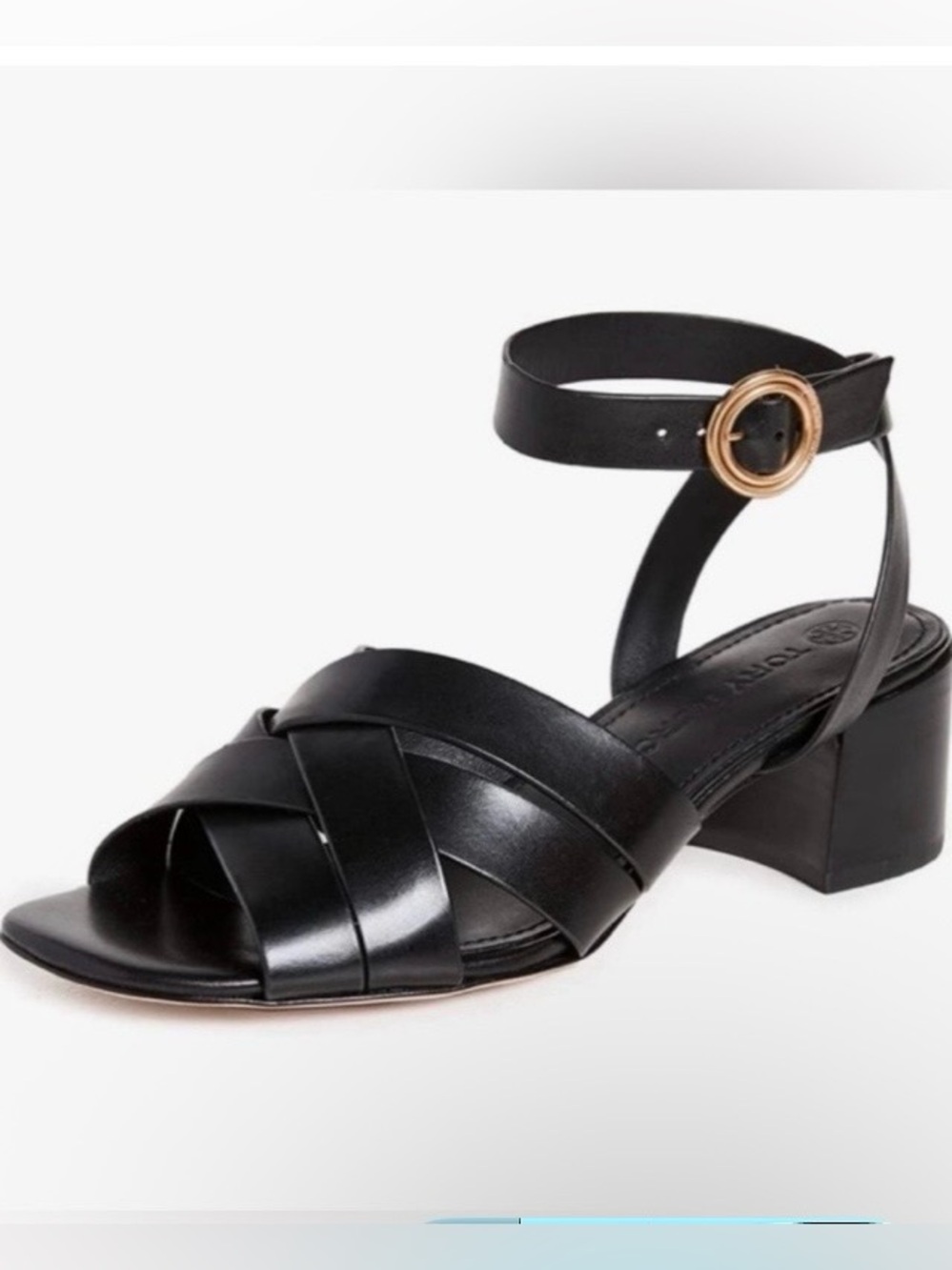 NWOB Tory Burch Black City Block Heel Sandals Sz 5